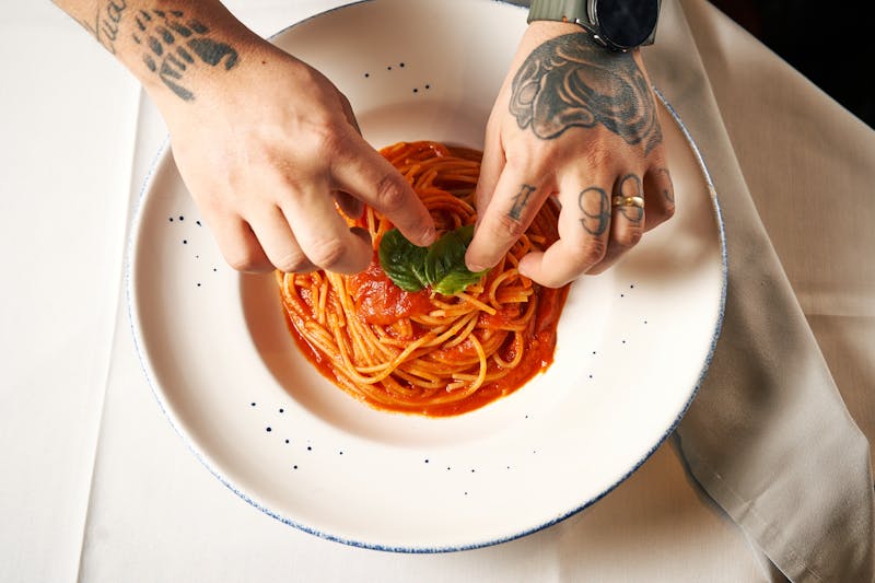 Spaghetti with marinara meat sauce